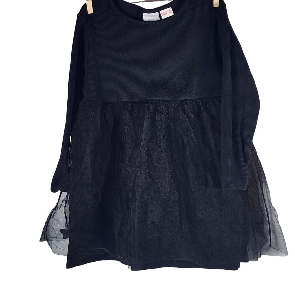 Black Long Sleeve Tulle Dress For Girls Size 3-4 Years By Zara